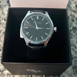Nine West Black Dial Silver Case Watch